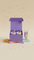 Coffret cadeau violet fête animale