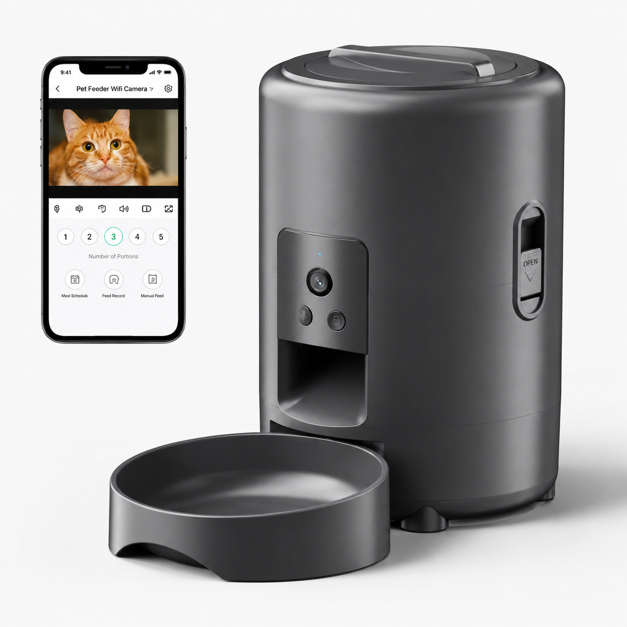 Distributeur automatique de croquettes connecté Wi-Fi – Blanc